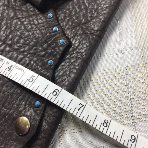 Choco brown clutch turquoise brass - Picture 6 of 8